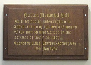 Burton Memorial Hall Plaque from opening day 1957