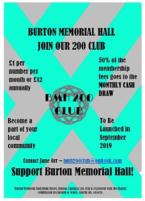 Burton Memorial Hall 200 Club poster