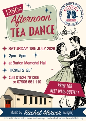 1950s Afternoon Tea Dance Sat 18th July 2026