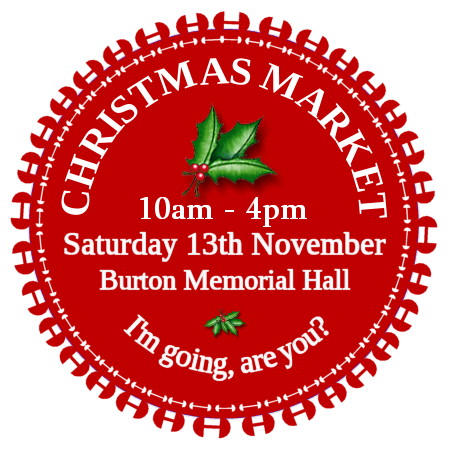 Burton Memorial Hall Pre-Christmas Market Sat 13th Nov 2021