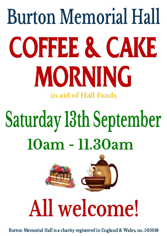 Coffee and cake morning, Sat 13th Sep 2025