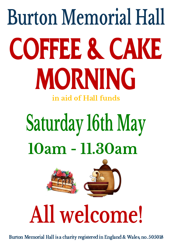 ning Sat 16th May, 2026 at Burton Memorial Hall