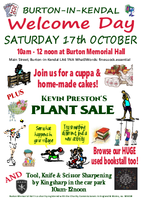 Welcome to Burton Day - Sat 17th Oct 2026 10am-12noon Burton Memorial Hall