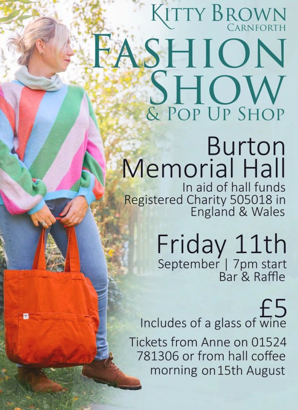 Kitty Brown Fashion Show - Friday 11th September 2026 at Burton Memorial Hall LA6 1NA