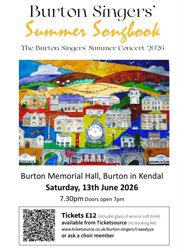 Burton Singers Summer Concert 13th June, 2026 at Burton Memorial Hall