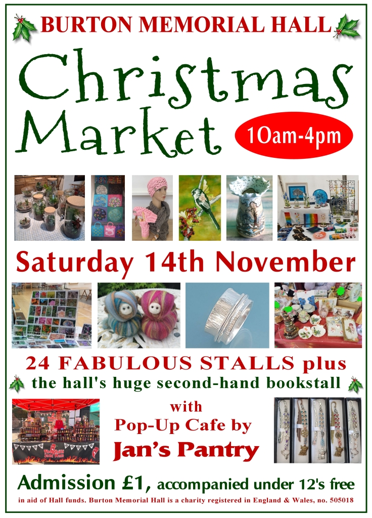 Christmas Market 2026 Sat 14th Nov at Burton Memorial Hall LA6 1NA