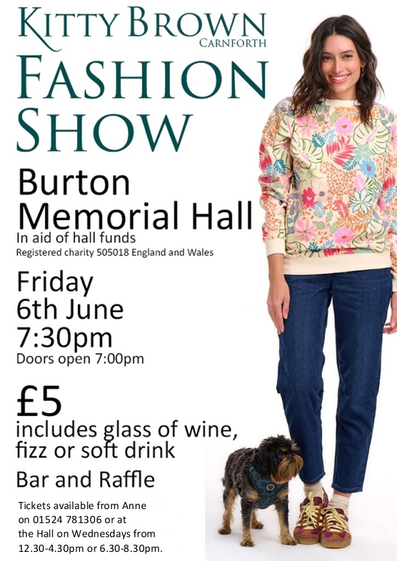 Kitty Brown Fashion Show at Burton Memorial Hall on Friday 6th June 2025 from 7pm.