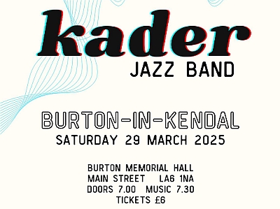 Kader Jazz at Burton Memorial Hall - Sat 29th March 7pm