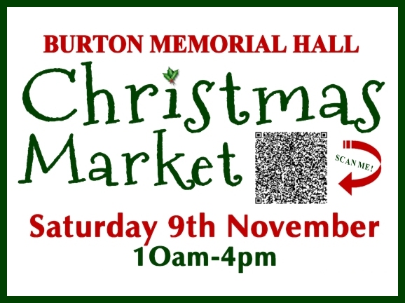 Burton Memorial Hall Christmas Market 2024 Sat 9th Nov 10am-4pm